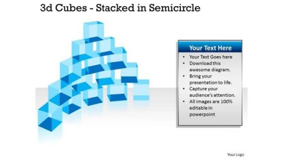 Sales Diagram 3d Cubes Stacked In Semicircle Strategic Management