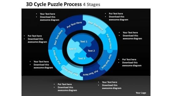 Sales Diagram 3d Cycle Puzzle Process 4 Stages 2 Strategy Diagram