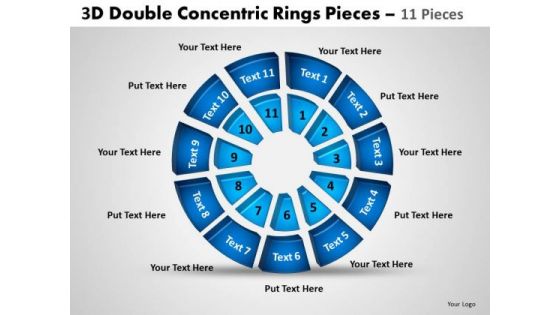 Sales Diagram 3d Double Concentric Rings Pieces 2 Marketing Diagram