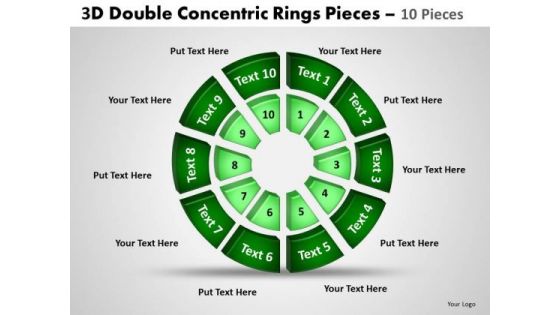 Sales Diagram 3d Double Concentric Rings Pieces 2 Strategy Diagram