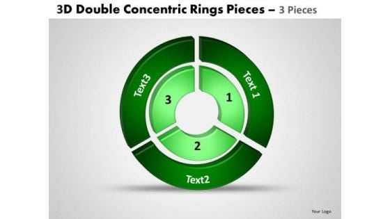 Sales Diagram 3d Double Concentric Rings Pieces 3 Consulting Diagram