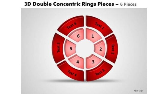 Sales Diagram 3d Double Concentric Rings Pieces 3 Marketing Diagram