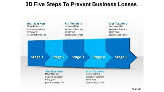 Sales Diagram 3d Five Steps To Prevent Business Losses 7 Business Diagram