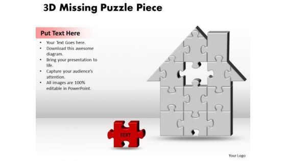 Sales Diagram 3d Home H Missing Puzzle Piece Consulting Diagram