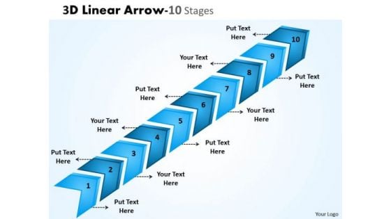 Sales Diagram 3d Linear Arrow 10 Stages Mba Models And Frameworks