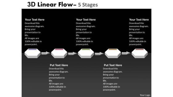 Sales Diagram 3d Linear Flow 5 Stages 10 Business Cycle Diagram