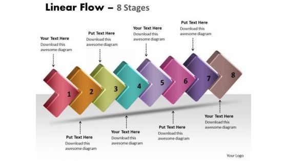 Sales Diagram 3d Linear Flow 8 Stages Business Diagram