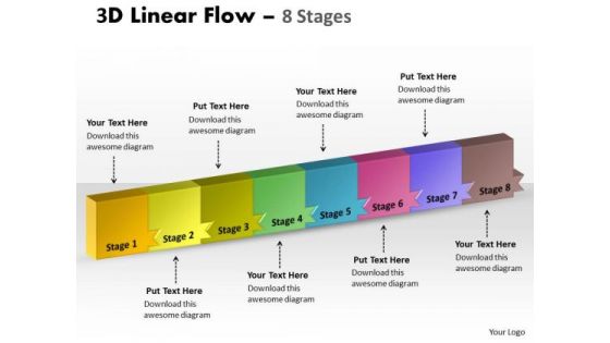 Sales Diagram 3d Linear Flow 8 Stages Consulting Diagram