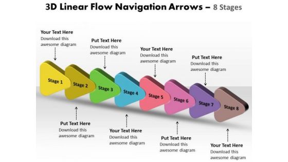 Sales Diagram 3d Linear Flow Navigation Arrow 8 Stages Business Diagram