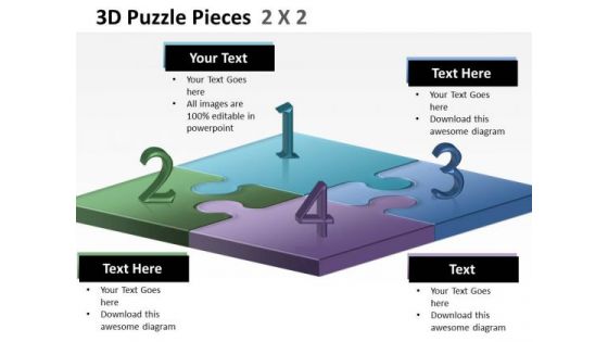 Sales Diagram 3d Puzzle Pieces 2x2 Consulting Diagram