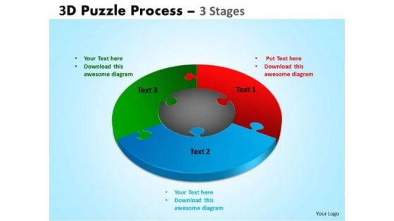 Sales Diagram 3d Puzzle Process Diagram 3 Stages Marketing Diagram