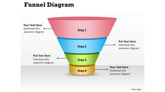 Sales Diagram 4 Steps Of Business Funnel Diagram Consulting Diagram