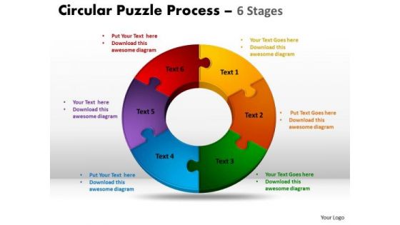 Sales Diagram 6 Components Circular Diagram Puzzle Process Strategic Management