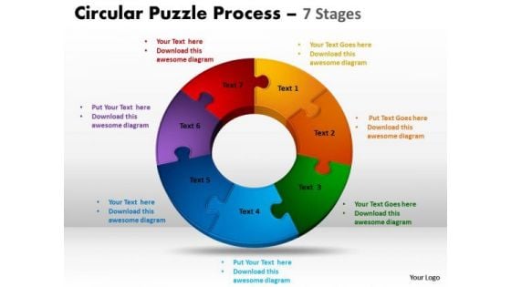 Sales Diagram 7 Components Circular Puzzle Process Business Finance Strategy Development