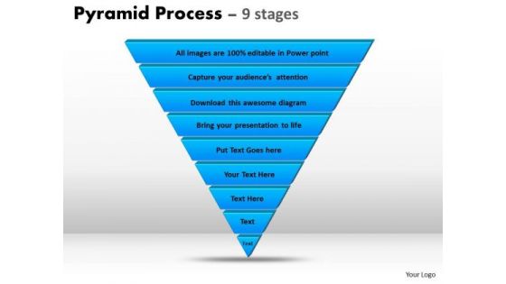 Sales Diagram 9 Staged 3d Reverse Triangular Diagram For Strategy Consulting Diagram