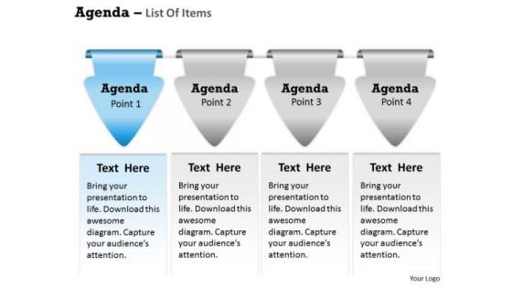 Sales Diagram Agenda List Of Items Business Diagram