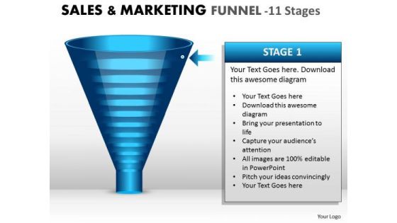 Sales Diagram Business Marketing Funnel With 11 Stages Consulting Diagram