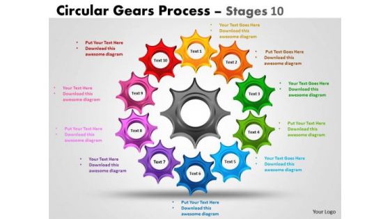 Sales Diagram Circular Gears Process Stages 10 Consulting Diagram