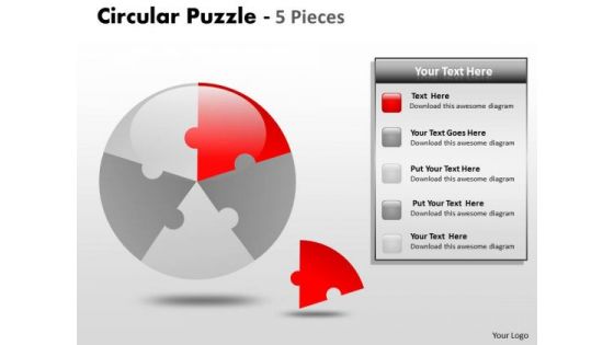 Sales Diagram Circular Puzzle 5 Pieces Business Diagram