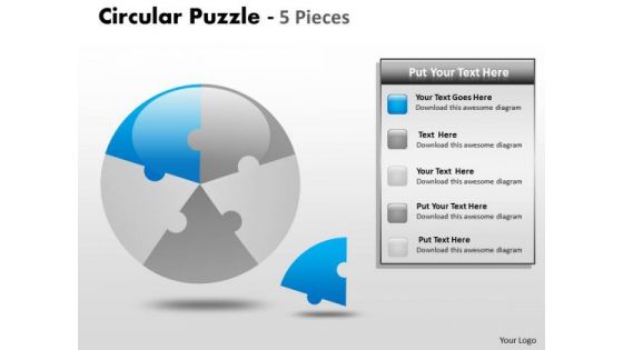 Sales Diagram Circular Puzzle 5 Pieces Consulting Diagram