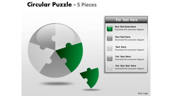 Sales Diagram Circular Puzzle 5 Pieces Strategic Management