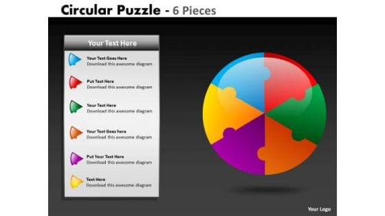 Sales Diagram Circular Puzzle 6 Pieces Consulting Diagram
