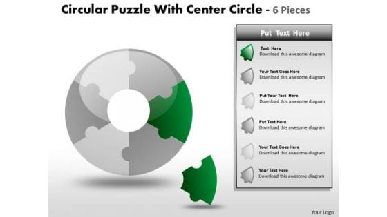 6 Pieces Circle Puzzle PPT Template - Free Download