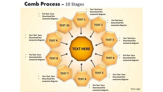 Sales Diagram Comb Process 10 Stages PowerPoint Slides Strategy Diagram