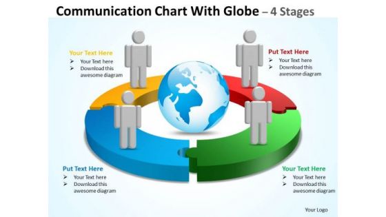 Sales Diagram Communication Chart With Globe 4 Stages Consulting Diagram