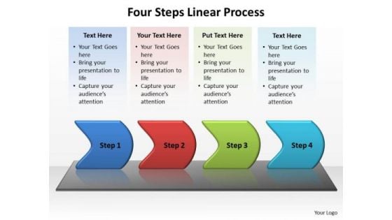 Sales Diagram Four Steps Linear Process Business Framework Model