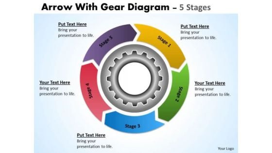 Sales Diagram Illustration Of 5 Stages Multicolored Flow Chart With Gears Marketing Diagram