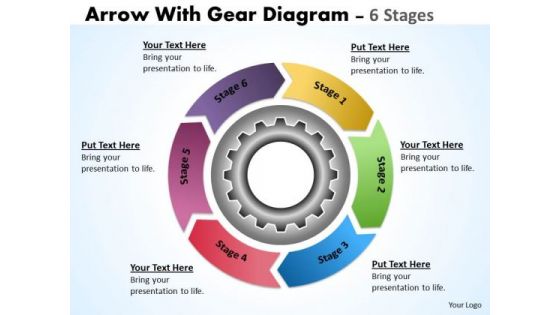 Sales Diagram Illustration Of 6 Stages Multicolored Gears Mechanism Business Diagram