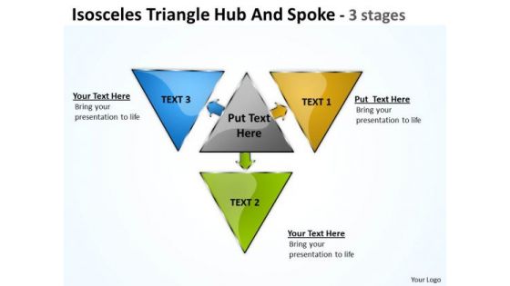 Sales Diagram Isosceles Triangle Hub And Spoke 3 Stages Marketing Diagram