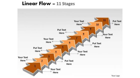 Sales Diagram Linear Flow 11 Stages Consulting Diagram