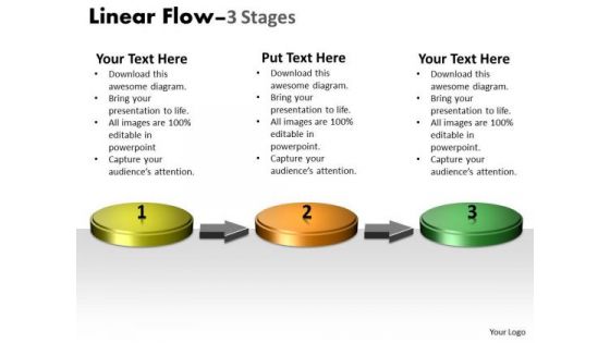 Sales Diagram Linear Flow 3 Stages Consulting Diagram