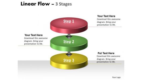 Sales Diagram Linear Flow Colorful 3 Stages Marketing Diagram