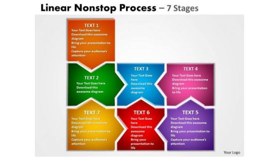 Sales Diagram Linear Nonstop Process 7 Stages Consulting Diagram