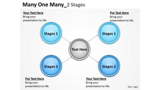 Sales Diagram Many One Many 2 Stages 5 Business Diagram