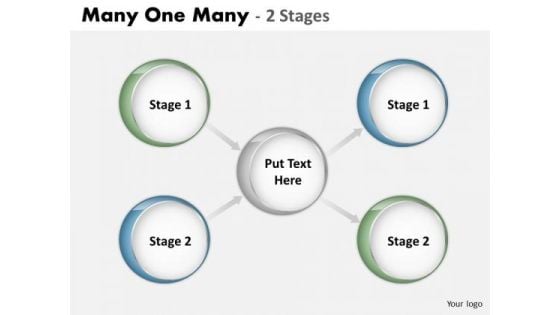 Sales Diagram Many One Many 2 Stages Business Diagram