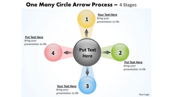 Sales Diagram One Many Circle Arrow Process 4 Stages Strategic Management