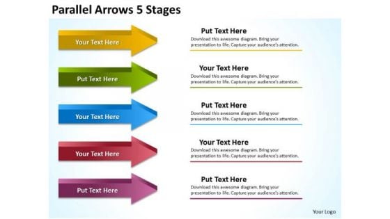 Sales Diagram Parallel Arrows 5 Stages Strategy Diagram