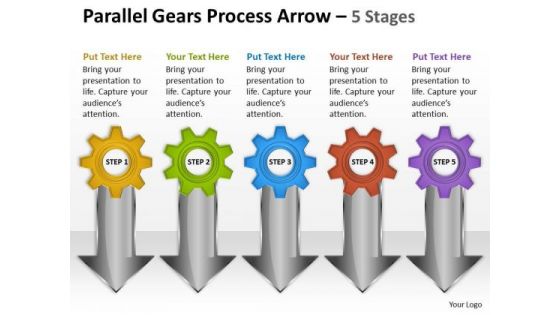 Sales Diagram Parallel Gears Process Arrow 5 Stages Marketing Diagram