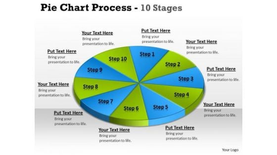 Sales Diagram Pie Chart Process 10 Stages Business Framework Model