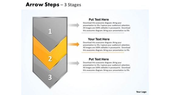 Sales PowerPoint Template Arrow 3 State Diagram Business Strategy Design