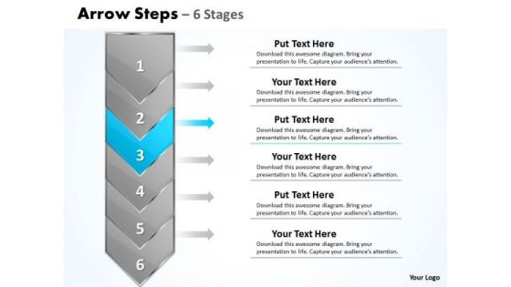 Sales PowerPoint Template Arrow 6 Phase Diagram Project Management 4 Design