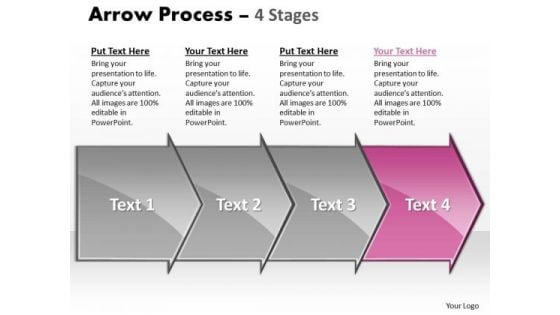 Sales PowerPoint Template Arrow Nursing Process Representation Video 4 Stages Graphic