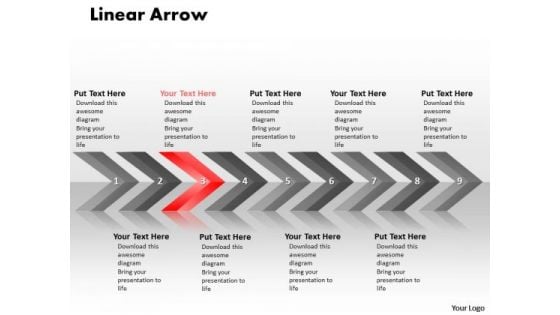 Sales PowerPoint Template Linear Arrows 9 Stages Project Management Graphic