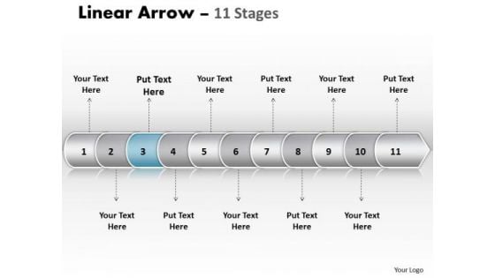 Sales Ppt Template Linear Arrow 11 Phase Diagram Business Strategy PowerPoint 4 Graphic