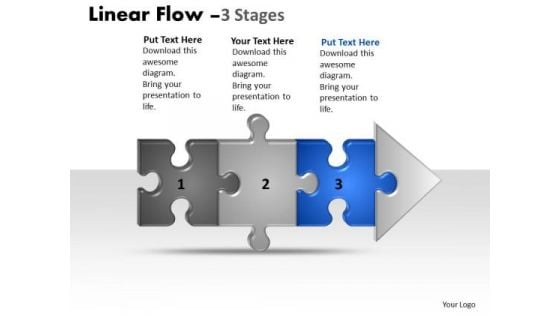 Sales Ppt Template Linear Flow 3 Stages Style1 Operations Management PowerPoint 4 Graphic