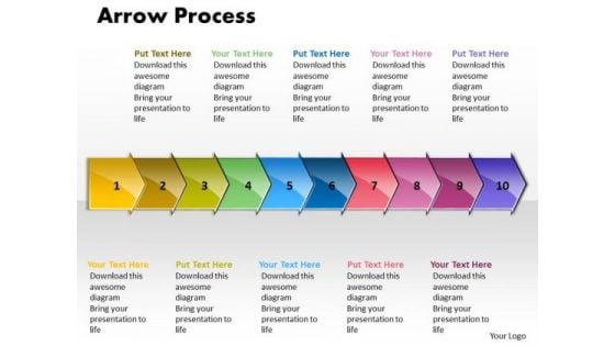 Sales Ppt Theme Arrow Process 10 States Diagram Business Communication PowerPoint Graphic